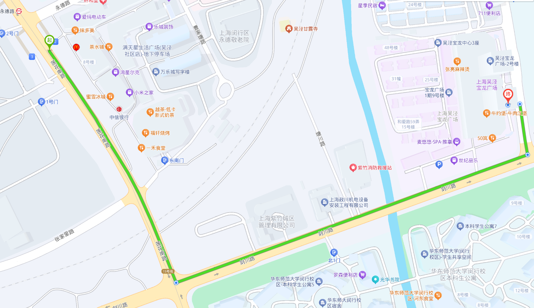 永德路地铁站至宝龙艺悦酒店步行导航